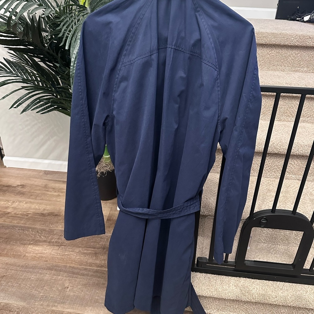 Old Navy Navy Double-Breasted Trench with Waist Tie - Picture 3 of 3